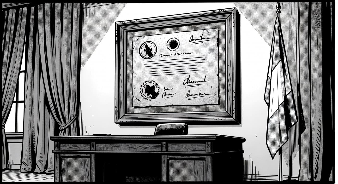 White House Unveils Framed Peace Treaty Containing Only Trump's Signature